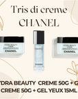 TRIS CREME CHANEL - HYDRA BEAUTY  CREME 50G + GEL CREME 50G + GEL YEUX 15ML